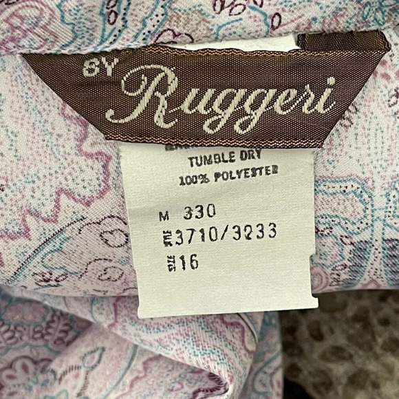 Vintage Ruggeri 70s Button Front Paisley Floral Boho Top Size 16 Lightweight - Picture 7 of 9